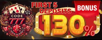 Code777 First 5 Deposits Bonus 130%